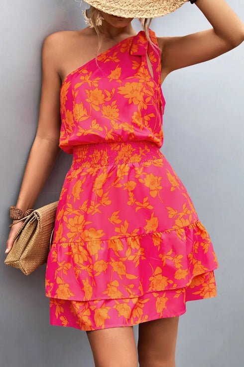 'Kiera' Printed Single Shoulder Dress - Celes Fashion